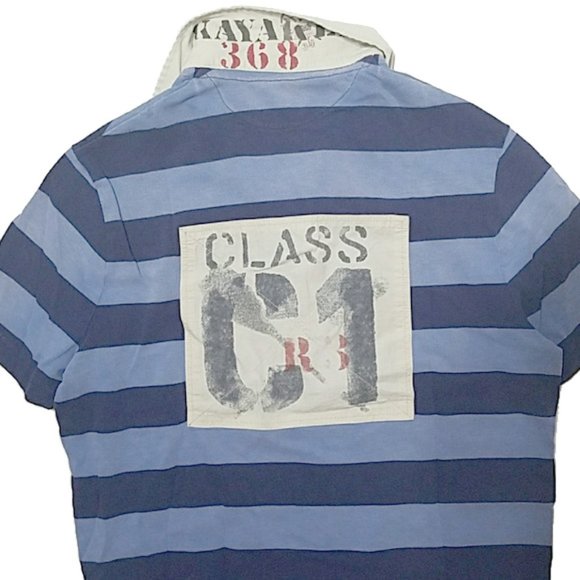 NEW Vintage $145 Polo Ralph Lauren Rugby Shirt Blue Stripe Huge RL Guide Graphic - Picture 3 of 4